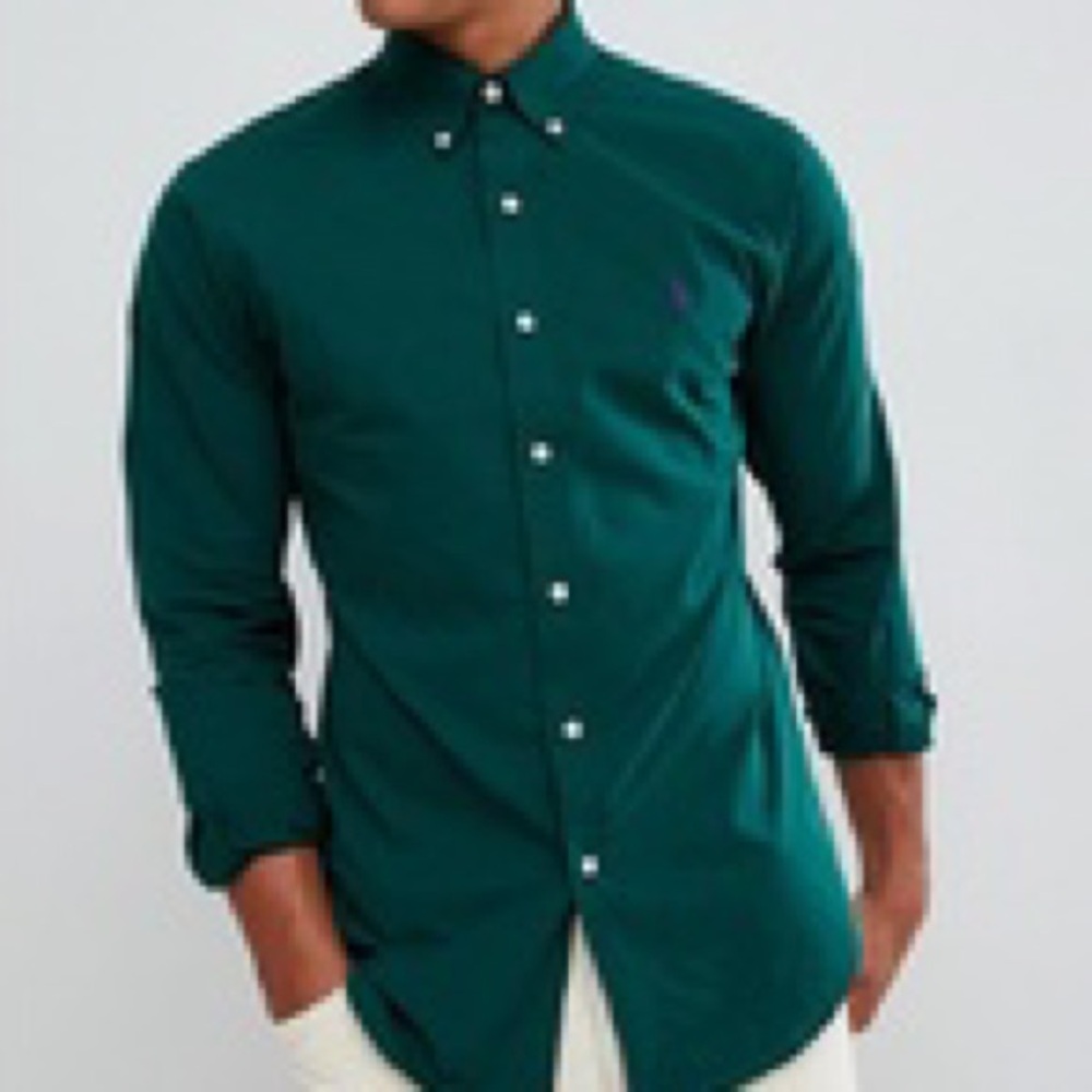 Polo Ralph Lauren Button Up Shirt Green Classic Fit